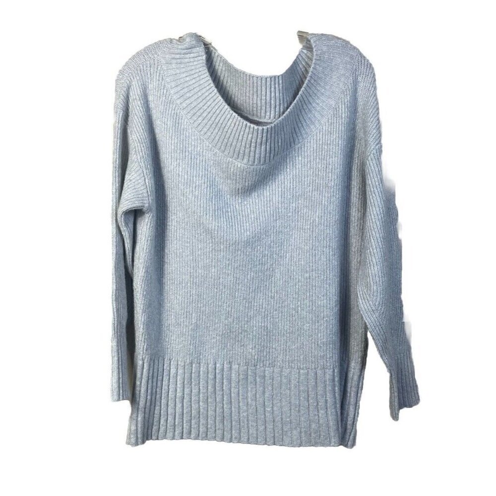 NWT Chelsea 28 Women's Sweater Sz M Gray Knit Ribbed Off Shoulder Oversized
